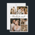 Merci Script Photo Collage Mariage Carte de remerc<br><div class="desc">Elégant, minimaliste "Merci beaucoup" Script Mariage 5 Photo Collage Merci Cartes. Modèle carte de remerciements mariage moderne avec cinq (5) photos à l'avant et une (1) photo à l'arrière. Avec le texte "Merci beaucoup" dans une tourbillonnant police de script de typographie lettrée en noir sur arrière - plan blanc. Ajoutez...</div>