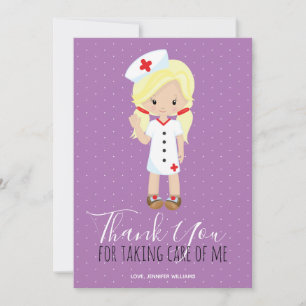 Merci Script Violet Blonde Infirmière de Dessin An
