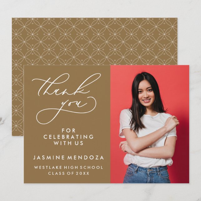 MERCI SIMPLE DE GRADUATION DE CALLIGRAPHIE SIMPLE (Devant / Derrière)