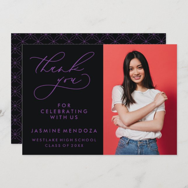 MERCI SIMPLE DE GRADUATION DE CALLIGRAPHIE SIMPLE (Devant / Derrière)