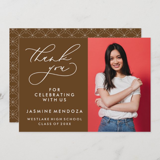 MERCI SIMPLE DE GRADUATION DE CALLIGRAPHIE SIMPLE (Devant / Derrière)