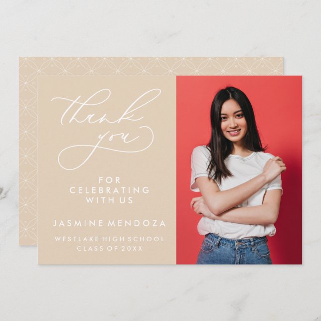 MERCI SIMPLE DE GRADUATION DE CALLIGRAPHIE SIMPLE (Devant / Derrière)