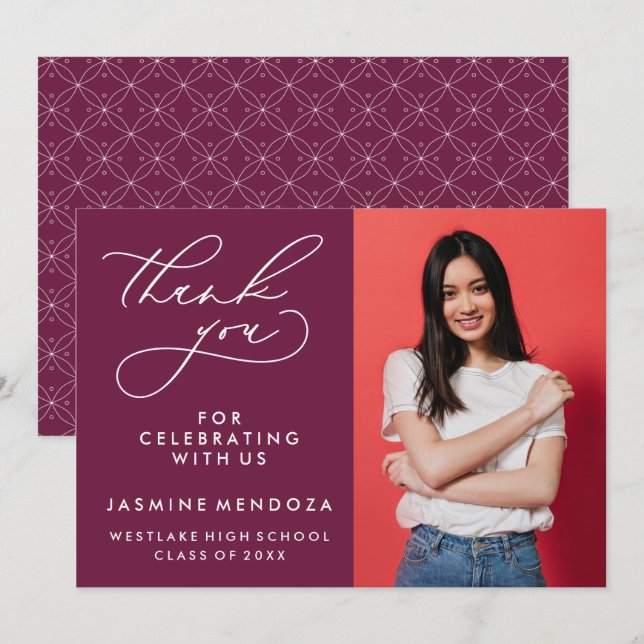 MERCI SIMPLE DE GRADUATION DE CALLIGRAPHIE SIMPLE (Devant / Derrière)