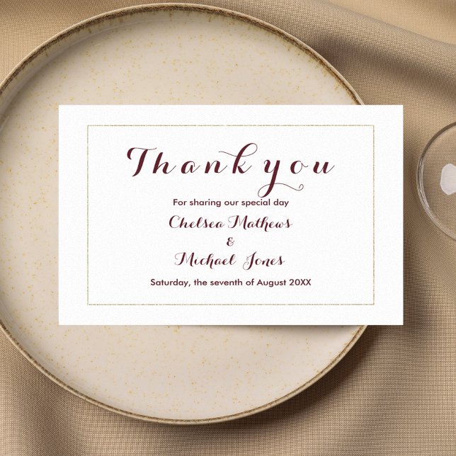 Merci simple et élégant en or blanc bordeaux (Simple elegant white gold burgundy Thank You)