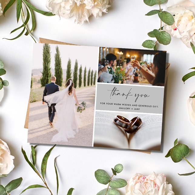 Merci simple Mariage photo (Simple Photo Wedding Thank You Postcard)