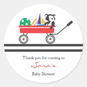Merci Sticker pour Baby shower Little Red Wagon