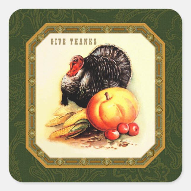 Merci. Stickers Thanksgiving Design vintage (Devant)