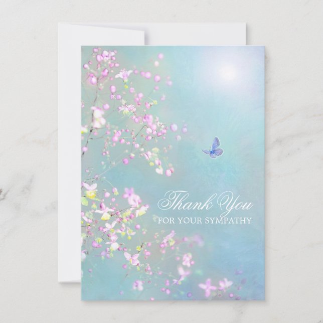 Merci Sympathie Funérailles Papillon PHOTO (Devant)