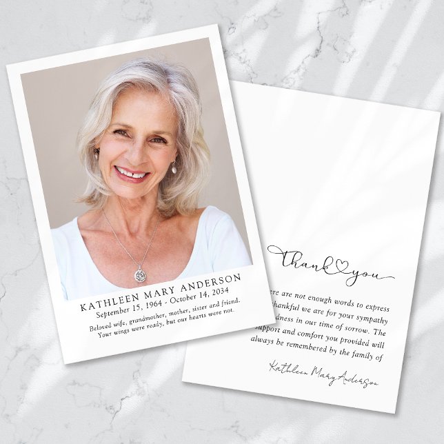 Merci Sympathy Carte photo funéraire (Créateur téléchargé)
