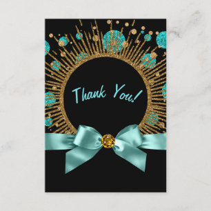 Merci turquoise bleu et or