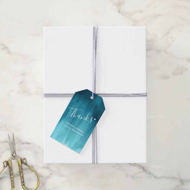 Merci turquoise mariage abstrait ou étiquettes cad (Avec de la ficelle)