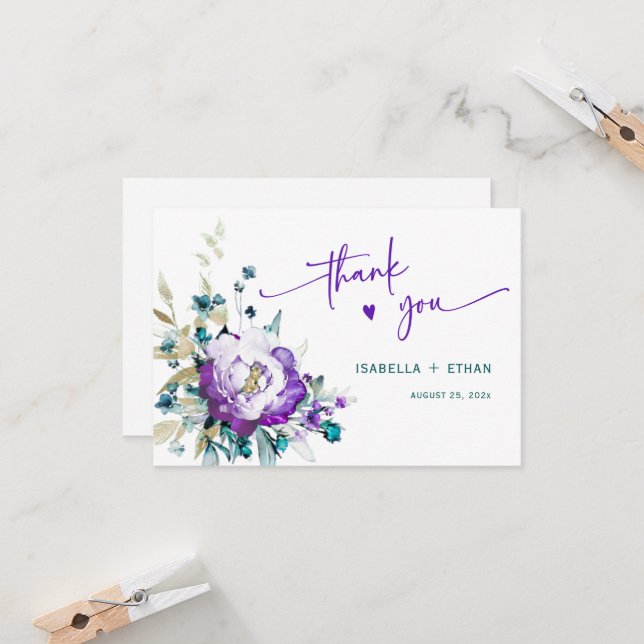 Merci Turquoise Mariage  et violet (Devant/Arrière en situation)