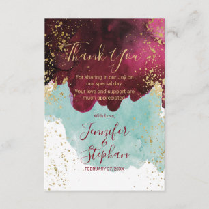 Merci turquoise rouge d'éclaboussure d'or