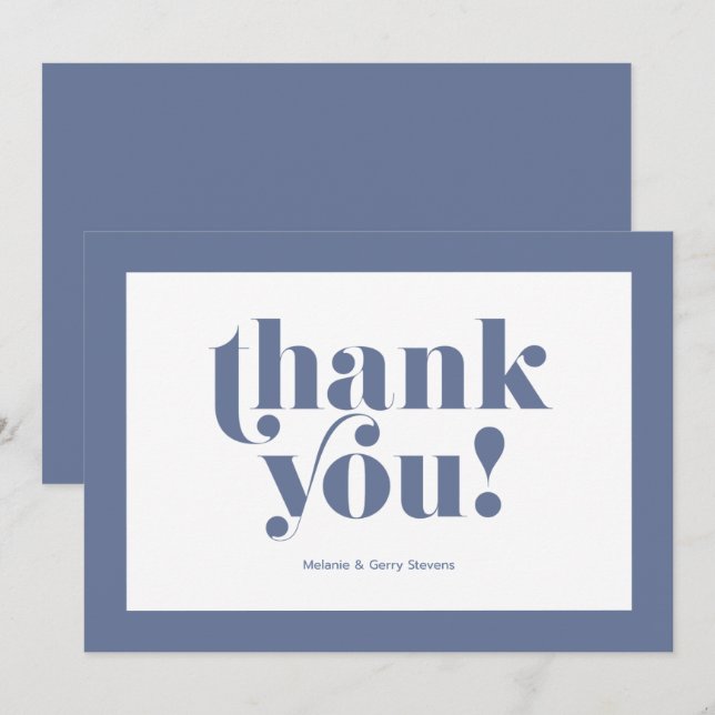 Merci typographie, bleu sur blanc (Devant / Derrière)