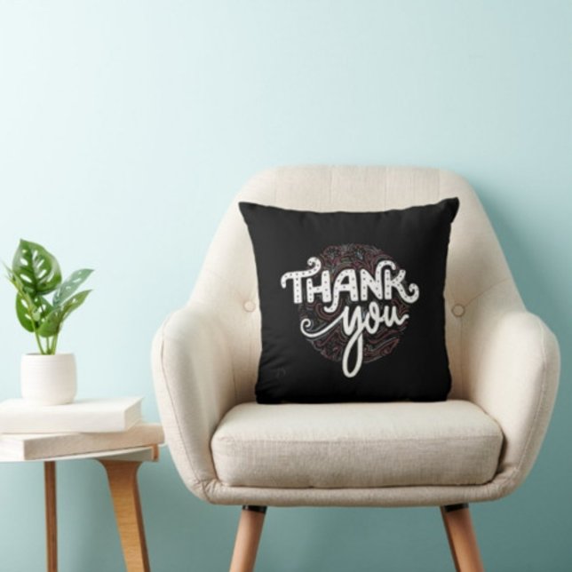 Merci Typographie Coussin noir (Créateur téléchargé)