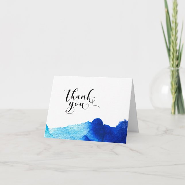 Merci Typographie Mariage Aquarelle Bleue 2 (Devant)