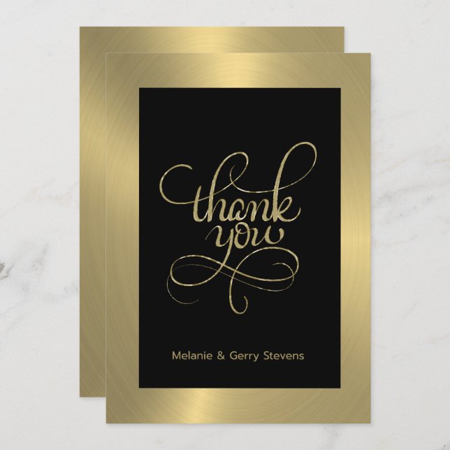 Merci typographie, or sur arrière - plan noir (Devant / Derrière)
