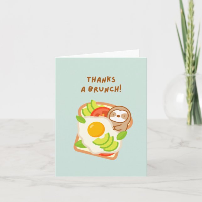 Merci Un Brunch Avocado Toast Sloth Carte de remer (Devant)