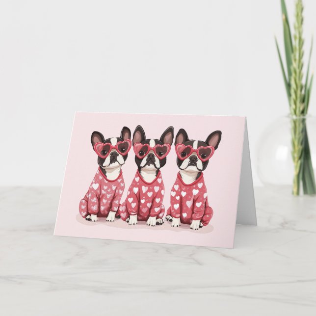 Merci Valentines Day Boston Terrier Chiens (Devant)