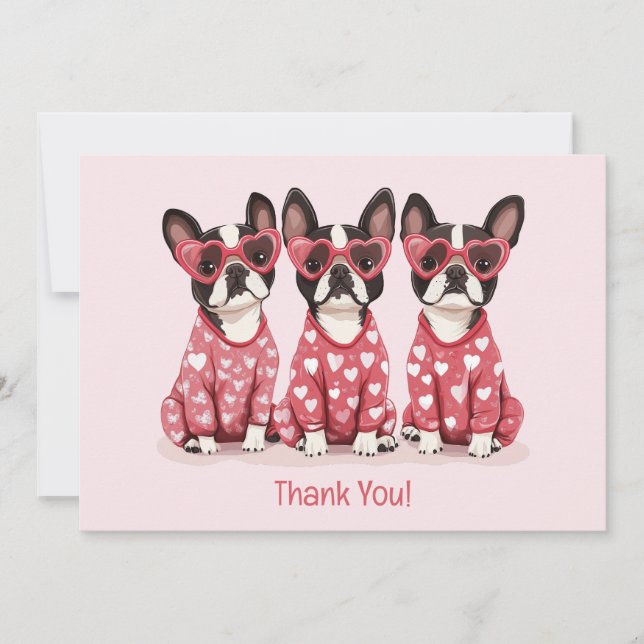 Merci Valentines Day Boston Terrier Chiens (Devant)