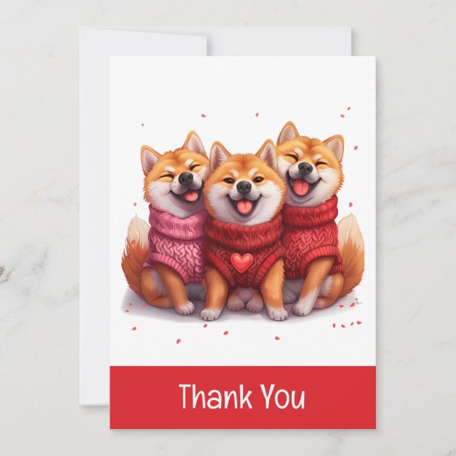 Merci Valentines Jour Shiba Inu Chiens (Devant)