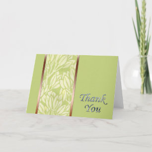 Merci-vert et motif floral argenté Merci