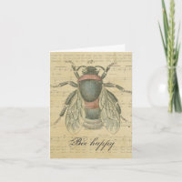 Merci Vintage Bee Sheet Musique Notes Appréciez