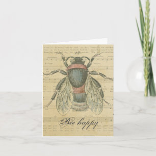 Merci Vintage Bee Sheet Musique Notes Appréciez