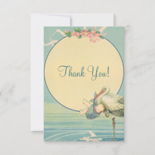 Merci vintage de baby shower de garçon bleu de