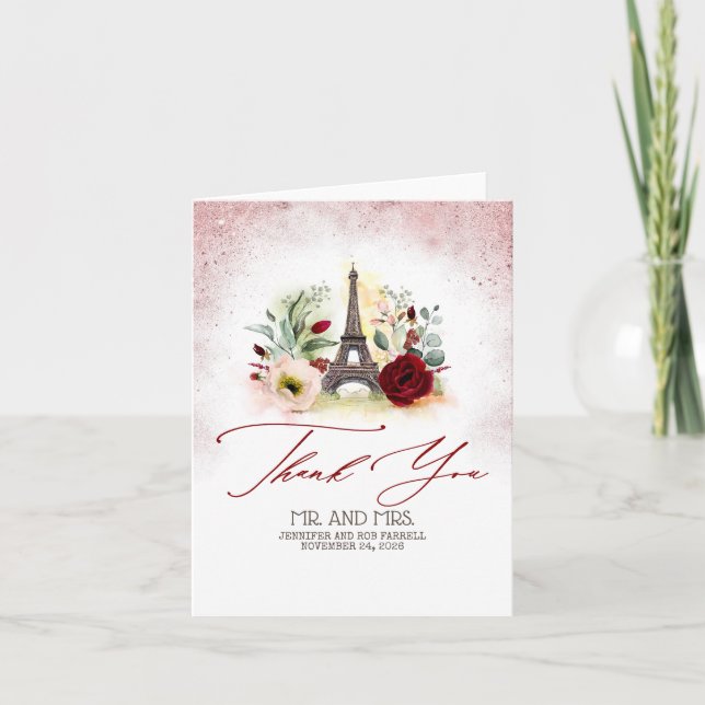 Merci vintage de mariage de Paris (Devant)