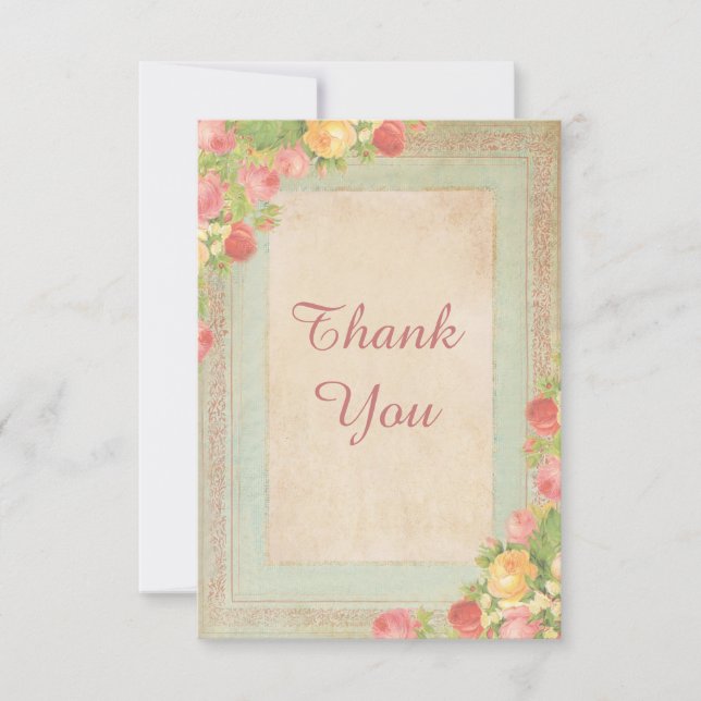 Merci vintage élégant de roses (Devant)