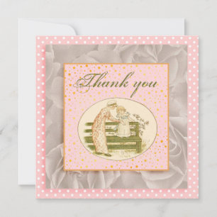 Merci Vintage Pink Gold Polka Dot Girl