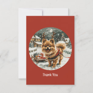 Merci Vous Noël Pomeranian Renne Chien