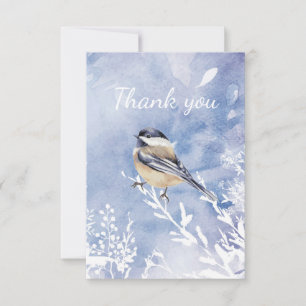 Merci Watercolor Chickadee Oiseau d'Hiver