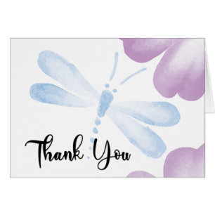 Merci Watercolor Dragonfly Card - Personnaliser