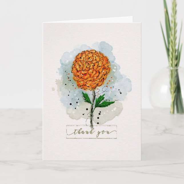 Merci Watercolor SketchyDoodle Carte Flower (Devant)