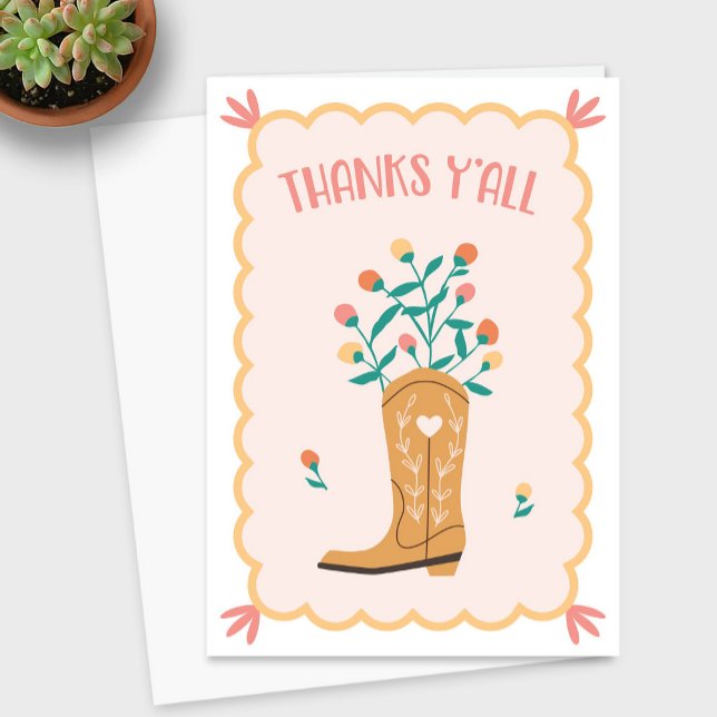 "Merci Y'all" Carte de remerciements de l'Ouest (Thanks Y'all Western Thank You Card)