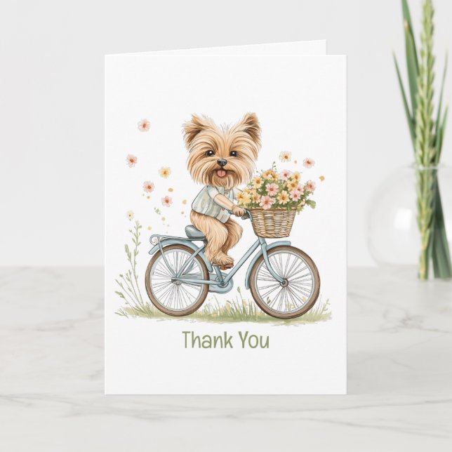 Merci Yorkie Chien Vélo Fleurs de printemps (Devant)