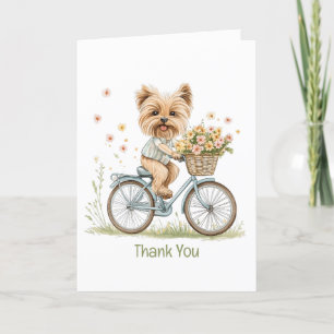 Merci Yorkie Chien Vélo Fleurs de printemps