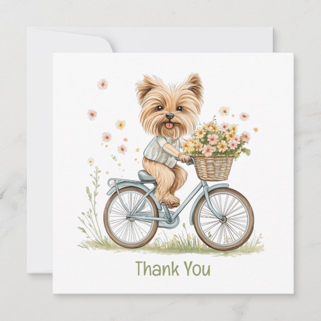 Merci Yorkie Chien Vélo Fleurs de printemps (Devant)