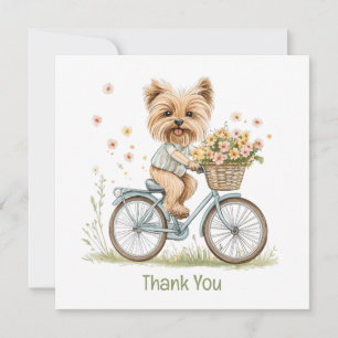 Merci Yorkie Chien Vélo Fleurs de printemps