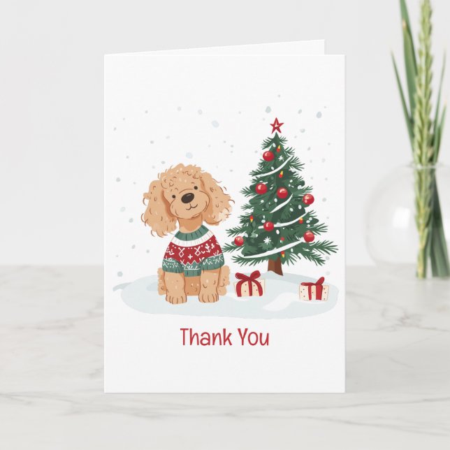 Merci You Christmas Goldendoodle Chien (Devant)