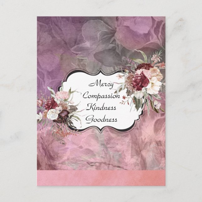 Mercy Compassion Floral Carte Postale Designer (Devant)
