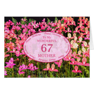 Mère 67ème anniversaire avec fleurs roses