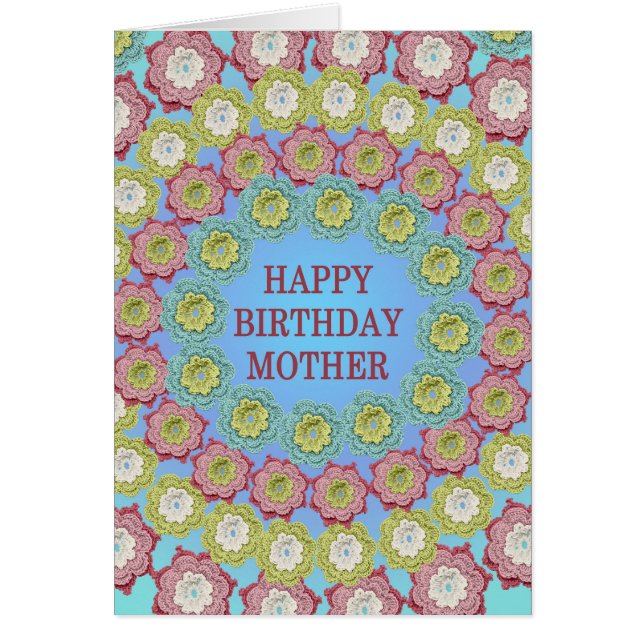 Mère Anniversaire Crochet Fleurs (Devant)