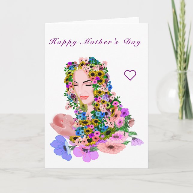 Mère avec bébé Carte de fête des mères peinture (Devant)
