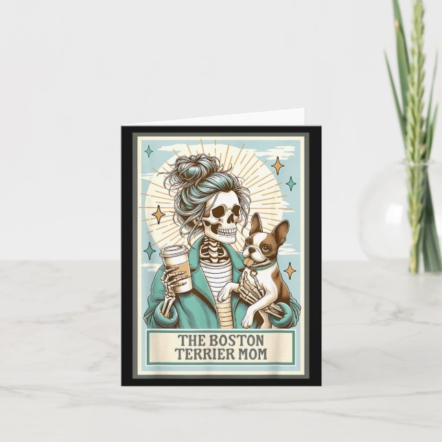 Mère Boston Terrier Squelette Carte de Tarot Vibes (Devant)