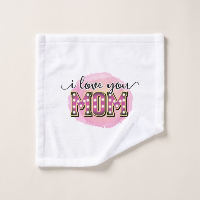 Mère cadeau Je t'aime Maman (Gant de toilette)