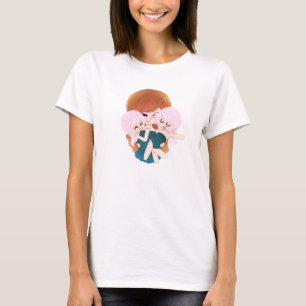 Mère Caricature Avec Son T-shirt Twins