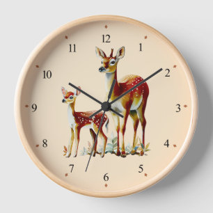 Mère Cerf et pépinière renommée Horloge murale